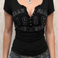 Devine Letter Notched Short Sleeve T-Shirt