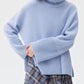 Side Slit Turtleneck Drop Shoulder Sweater