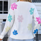 Flower Round Neck Long Sleeve Sweater