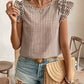 Honey Ruffled Printed Round Neck Cap Sleeve Blouse