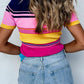 Contrast Round Neck Short Sleeve Sweater