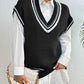 Contrast Trim V-Neck Sweater Vest