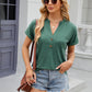 Decorative Button Notched Short Sleeve T-Shirt