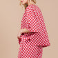 Ces Femme Checkered Round Neck Top and Shorts Set