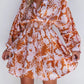 Smocked Printed Long Sleeve Mini Dress