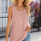Eyelet Buttoned Round Neck Tank