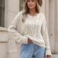 Round Neck Dropped Shoulder Long Sleeve Sweater