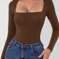 Square Neck Long Sleeve Bodysuit