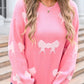Bow Round Neck Dropped Shoulder Sweater