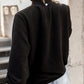 Smocked Frill Mock Neck Long Sleeve Blouse