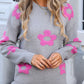 Flower Round Neck Long Sleeve Sweater