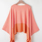 Contrast V-Neck Batwing Sleeve Blouse