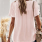 Devine Lace Detail Round Neck Short Sleeve Blouse