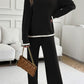 Contrast Trim Round Neck Top and Pants Set