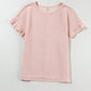 Full Size Round Neck Frill Short Sleeve T-Shirt