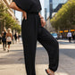 Notched Half Sleeve Straight Jumpsuit