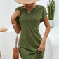 Notched Short Sleeve Mini Tee Dress