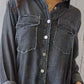 Full Size Raw Hem Button Up Long Sleeve Denim Top Plus Size