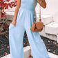 Smocked Spaghetti Strap Wide Leg Jumpsuit