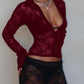 Devine Plunge Long Sleeve Lace Top