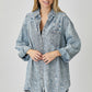 RISEN Distressed Raw Hem Denim Long Sleeve Shirt