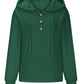 Drawstring Quarter Button Long Sleeve Hoodie