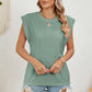 Full Size Eyelet Round Neck Tank
