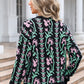 Flower Round Neck Long Sleeve Sweater