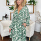 Double Take Full Size Printed Ruched Balloon Sleeve Dress