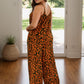 Full Size Leopard Scoop Neck Wide Leg Jumpsuit