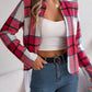Plaid Open Front Long Sleeve Jacket