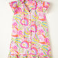 Ruffled Printed Cap Sleeve Mini Dress