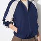 Contrast Zip Up Collared Neck Long Sleeve Jacket