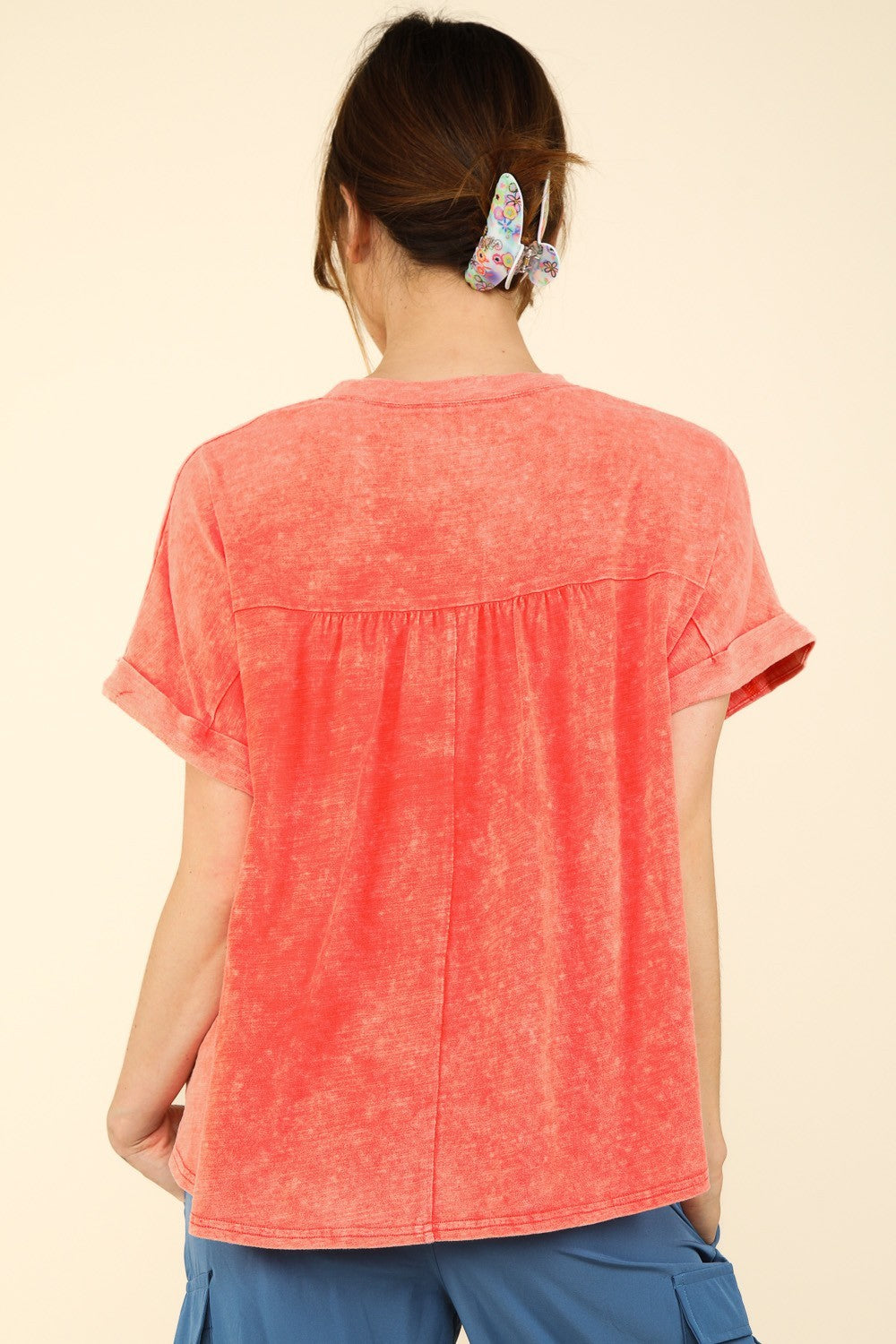 VERY J Nochted Short Sleeve Washed T-Shirt *