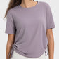 Drawstring Round Neck Short Sleeve Active T-Shirt