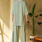 Davi & Dani Drawstring Ruched Detail Wide Leg Pants