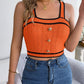 Decorative Button Wide Strap Knit Cami