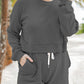 Ribbed Round Neck Long Sleeve Top and Shorts Set