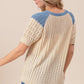 BiBi Textured Contrast Short Sleeve Sweater - Brand BiBi