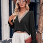 Ruffled V-Neck Flounce Sleeve Blouse