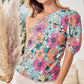 BiBi Floral Puff Sleeve One Shoulder Top - Brand BiBi