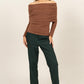 HYFVE Fuzzy Off Shoulder Textured Knit Top
