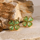 Stainless Steel Zircon Lucky Clover Earrings
