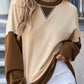 Color Block Round Neck Long Sleeve Sweatshirt
