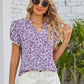 Double Take Full Size Floral Notched Neck Blouse