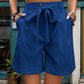 Tied High Waist Shorts with Pockets