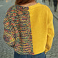 Contrast Button Up V-Neck Cropped Cardigan