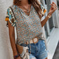 Printed Tie Neck Short Sleeve Blouse
