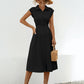 Button Up Cap Sleeve Midi Dress