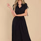 Drawstring Collared Neck Short Sleeve Midi Dress